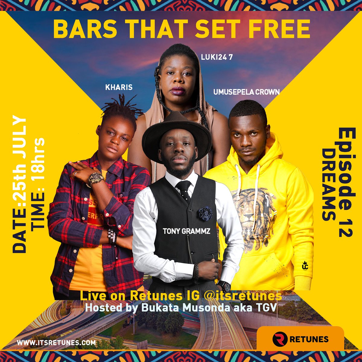 bvscentszm's tweet photo. Join TGV as he hosts yours truly, Umusepela Crown, Kharis &amp; Luki247 at 6pm LIVE on @itsretunes Instagram for Bars That Set Free Episode 12! This week's theme is 'Dreams' &amp; each emcee has to stay on topic while rhyming to a chosen beat! Tune in! #Aaah #SoGoodEnt #FOCUS https://t.co/HnZX7HfeXj