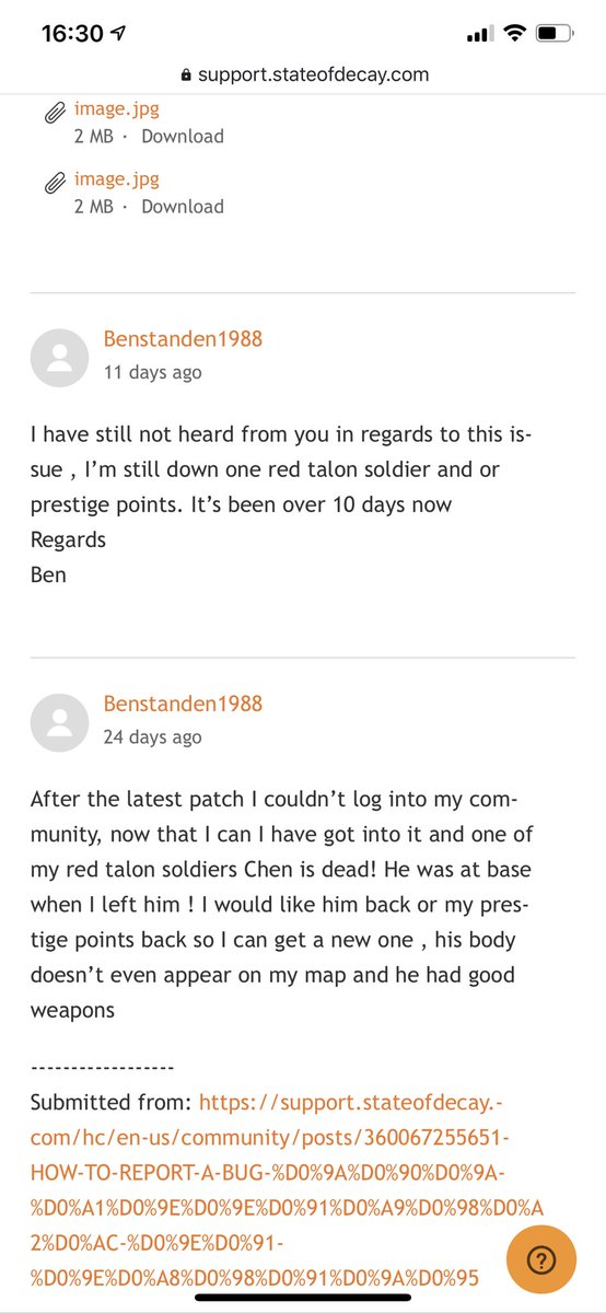 BenStanden's tweet photo. @StateOfDecay Maybe sort out problems with the current game first and your customer service! 24 days I have been waiting a reply! And a fix https://t.co/xKsZ9fQv6q