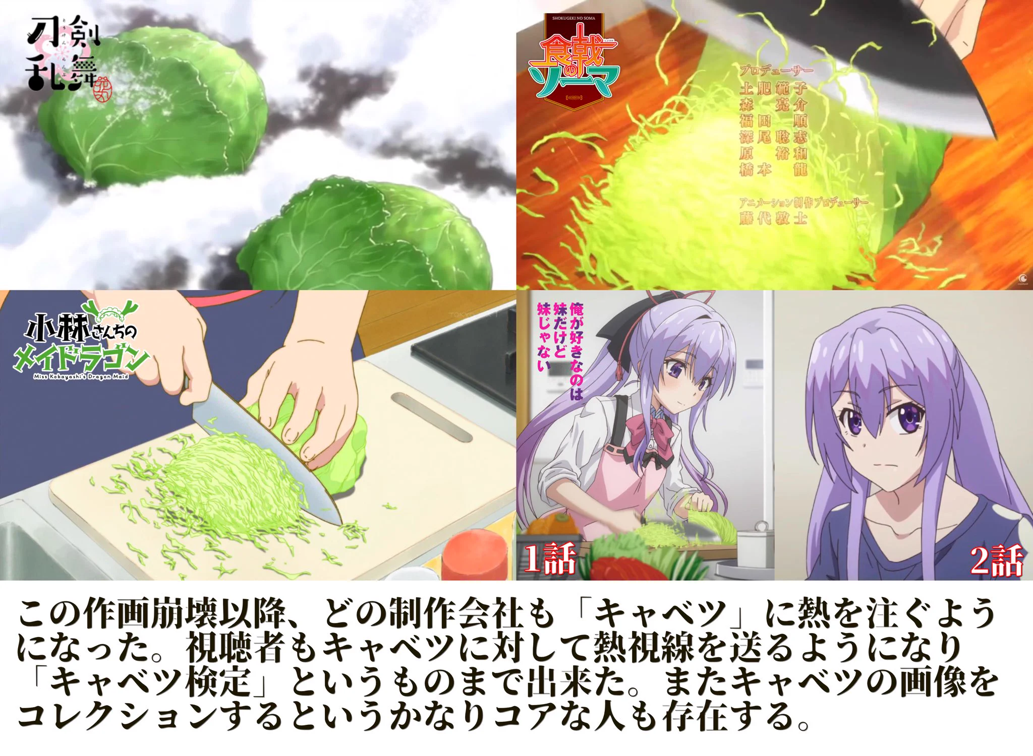 あるアニメによって？アニメ作品におけるキャベツの重要性が増すwww