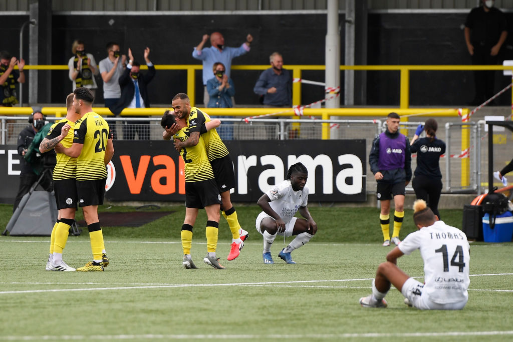 BBCSport's tweet photo. Harrogate Town are off to Wembley!

Simon Weaver's side are one game away from the EFL after beating Boreham Wood 1-0.

Read all about it 👇
https://t.co/mLp0l9ffv2 https://t.co/9hT9PuolVE