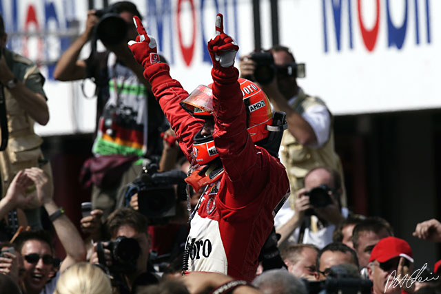 zdravkost's tweet photo. Michael Schumacher in Ferrari F2004 scored his 61st pole position, and 81st win in #F1. 2004 #GermanGP (Photo: Paul-Henri Cahier @F1Photo) https://t.co/BDqvTBbKar