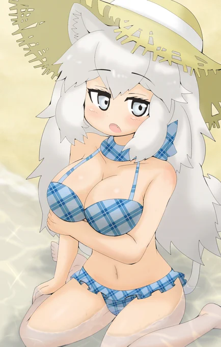 水着のホワイトライオン#けものフレンズ 