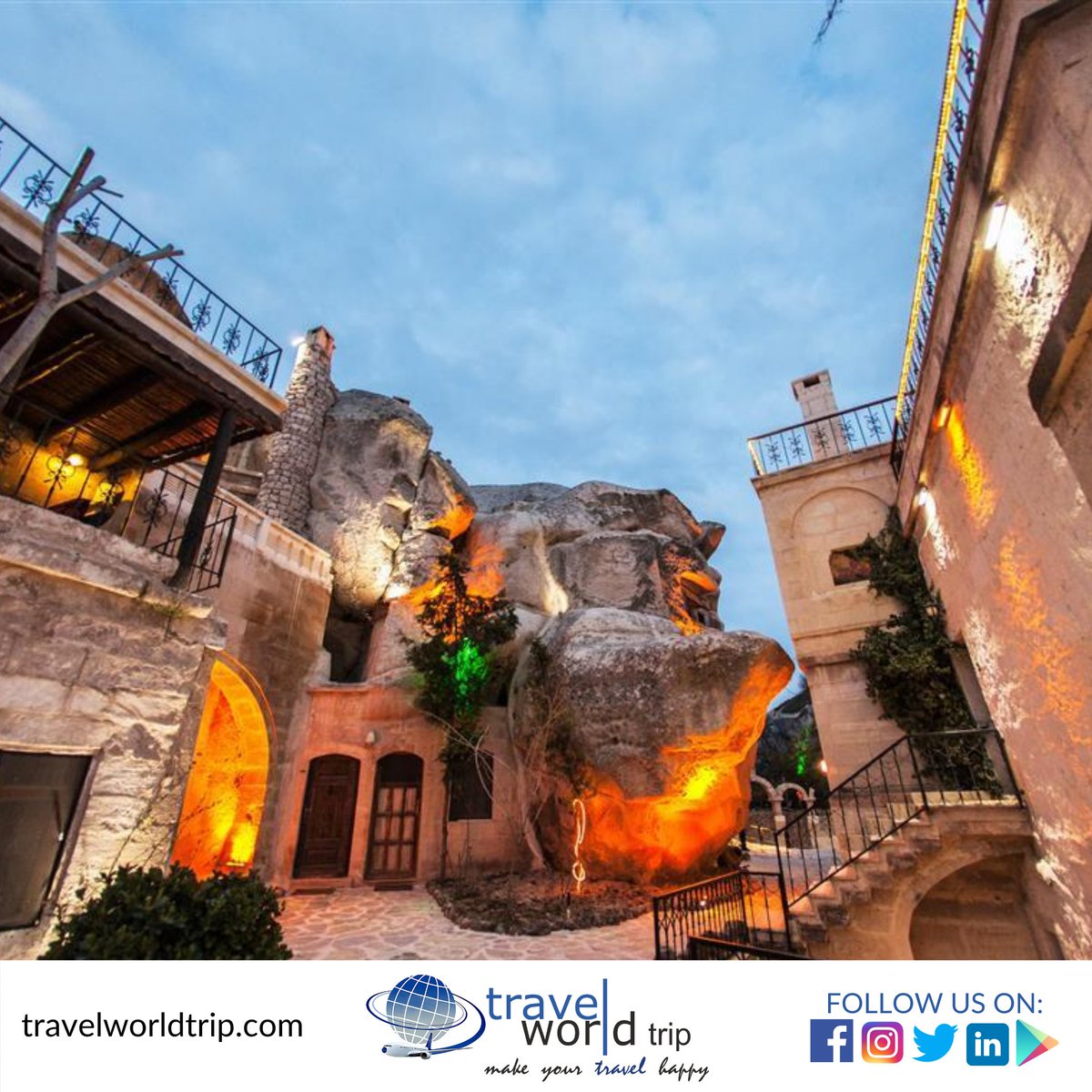 Stay in the cave. <a href="/GamirasuCave/">Gamirasu Cave Hotel</a> 

#travelworldtrip #hotel #hotels #turkey #cavehotel