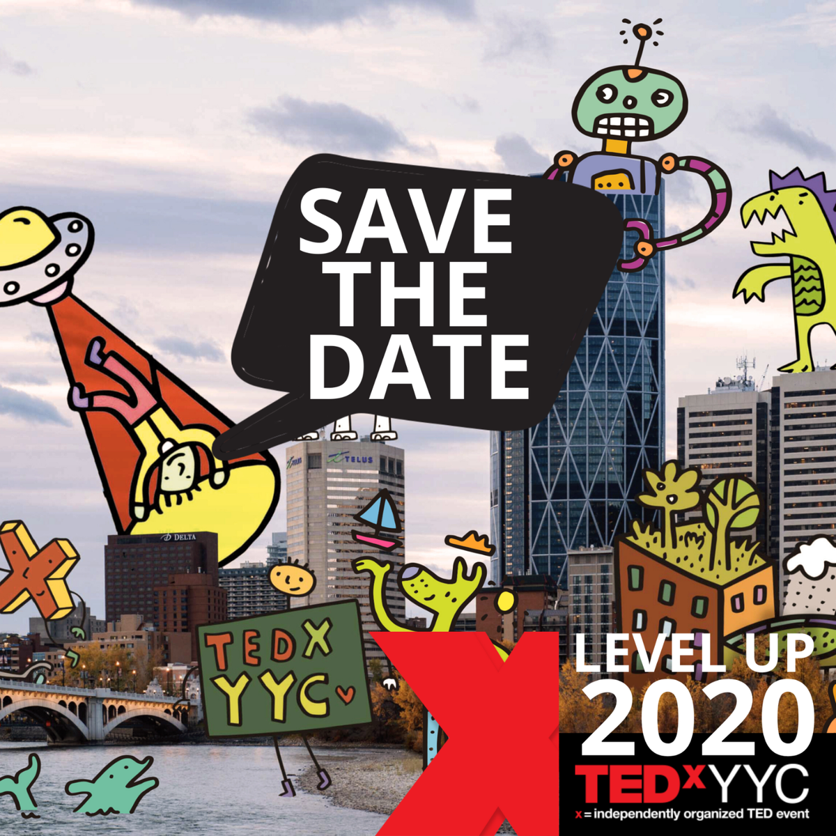 TEDxYYC's tweet photo. It is official! Our Drive-In event will be Thursday, August 20, 2020 at @TELUS_Spark!
We are very excited to partner with B!G Art on this one of a kind event. So Save the Date! and stay tuned for more details to come.
#TEDxYYC #levelup #drivein2020 #savethedate @bigartdrivein https://t.co/JdFmkdP9tc