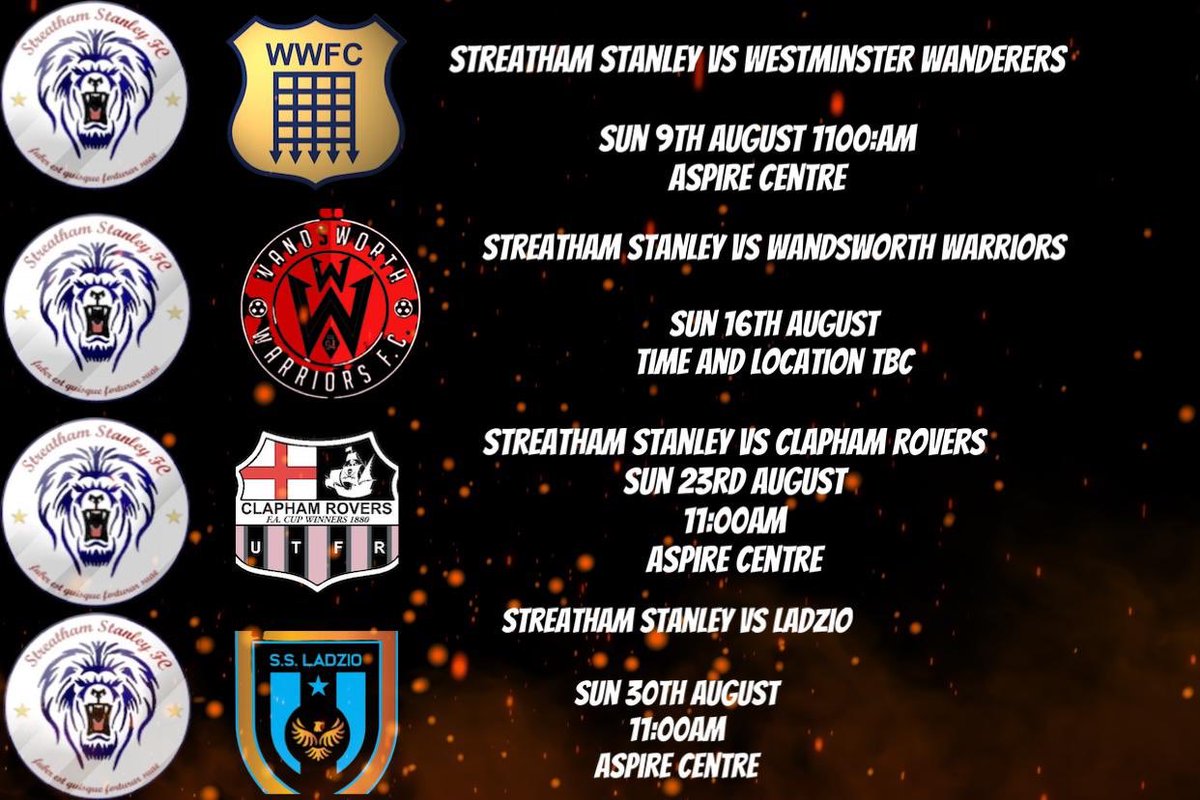 Pre season 2020/21...
<a href="/WestminsterWFC/">Westminster Wanderers Football Club</a> 
<a href="/ClaphamRovers/">Clapham Rovers FC</a> 
<a href="/TheLadzioFC/">Ladzio FC</a> 
#wandsworthwarriors 

Thanks <a href="/PhotographyMjp/">TMT</a> for the graphics