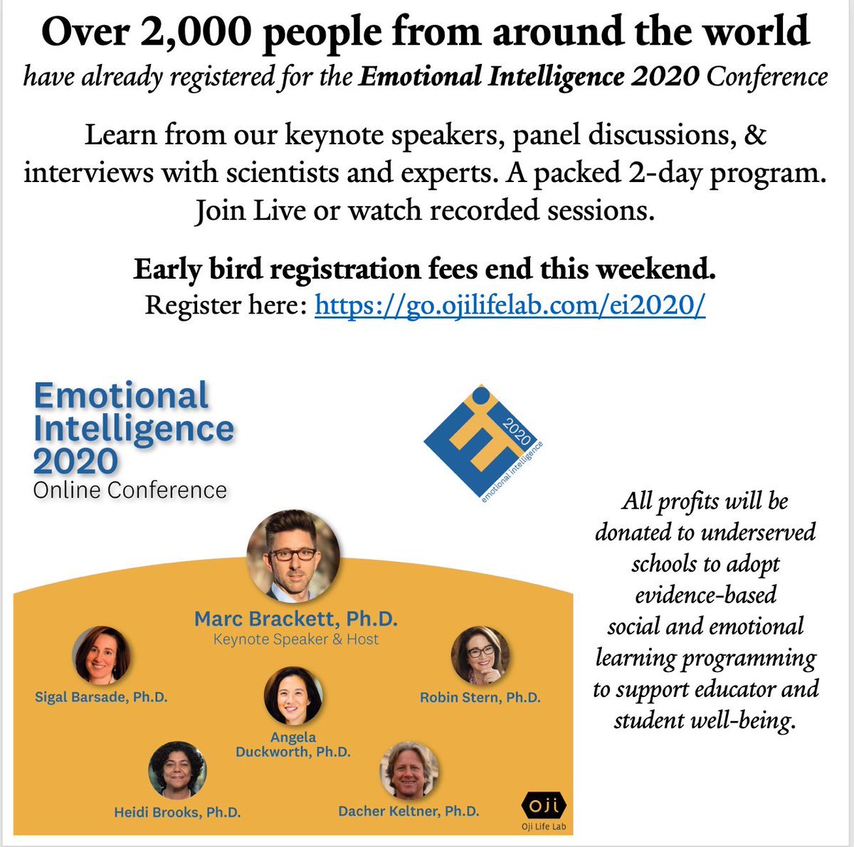 drmarcbrackett's tweet image. Over 2000 people already registered for the #EmotionalIntelligence2020 conference!  Go to marcbrackett.com &amp;gt; events to learn more.