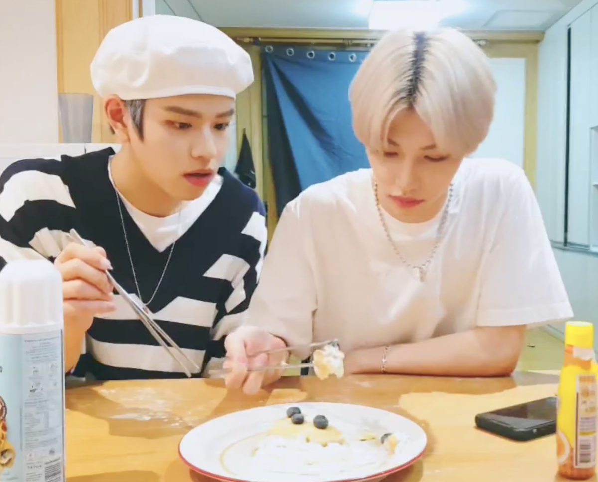 they don't have forks so they're eating with chopsticksthey said it actually tastes really good though