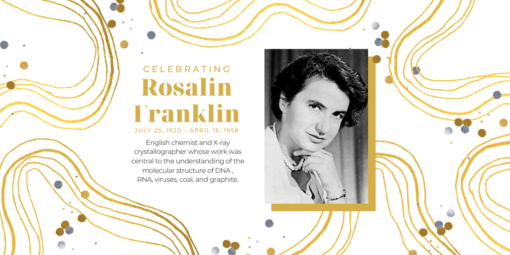 It's #RosalindFranklin's Birthday! 🎉🎈🎂

Franklin is famous for the discovery of the double-helical structure of #DNA. 🧬 🔬

Her legacy lives on through her pioneering work paving the way for #womeninstem everywhere. 👩🏻‍🔬🌎