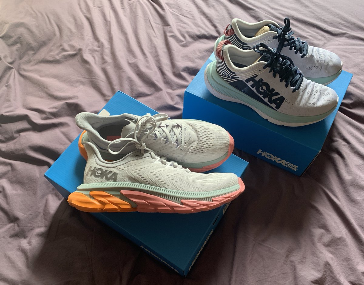 Great service at <a href="/run4itonline/">Run4It</a> (Maybury). Say hello to my new running buddies Hoka Clifton Edge and Hoka Carbon X. 😀

Can't wait to try them out in my next training sessions (although the Carbon X are going to be reserved for speed work/ racing only)