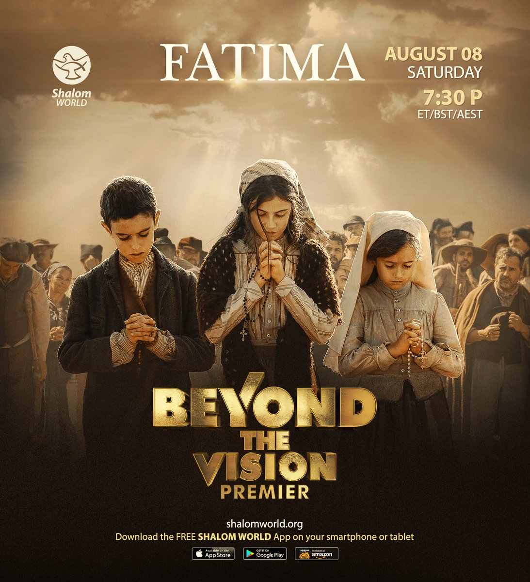 ShalomWorldTV's tweet photo. BEYOND THE VISION takes a closer look at the stirring film that truly depicts the FATIMA events on 8th August at 7.30 PM ET/BST/AEST
#Faith #BeyondtheVision #Struggles #FatimatheMovie https://t.co/lCSD6tLtD0