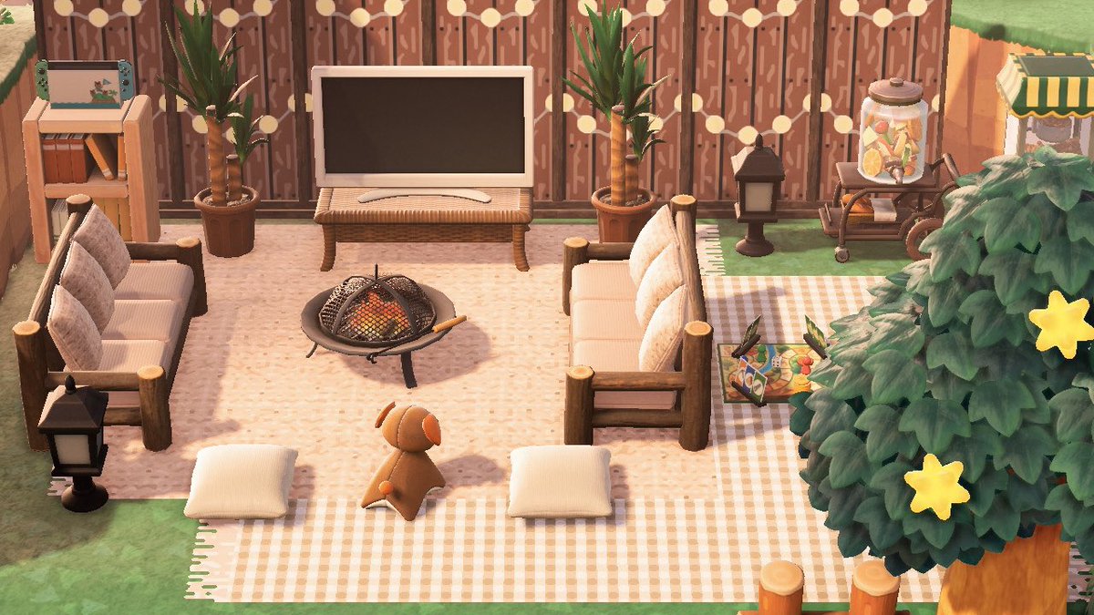 BTSisland's tweet photo. created a little hangout spot behind my resident services building c: #acnh #AnimalCrossingNewHorizons https://t.co/cHNN0nMML0