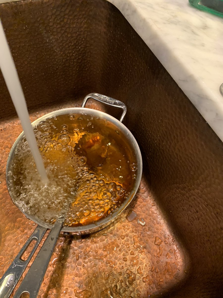 I poured the caramel into my tube pan and real quick put the hot pan to soak in my sink. Cleaning up our messes is an important part of Cuban culture which is why I’m still tweeting about  #BoycottGoya