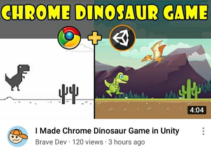 BraveDevGames's tweet photo. New Video out!
https://t.co/jmdpQdEcfN
.
#indiegame #gamedev #unity #unity3d #devlog #chromedinosaur #chrome https://t.co/QHumPkucOF