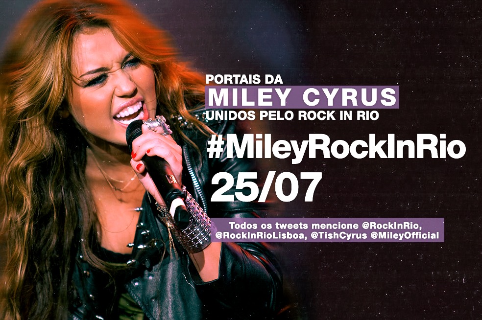 Miley_Portugal's tweet photo. Chama amigos, familiares, fãs e sobe a tag #MileyRockInRio connosco e com outros portais da Miley a partir das 19h aqui no Twitter para trazer a Miley à edição dupla do Rock in Rio em 2021 🇵🇹🇧🇷🤟 https://t.co/GKcbD2Lzp8