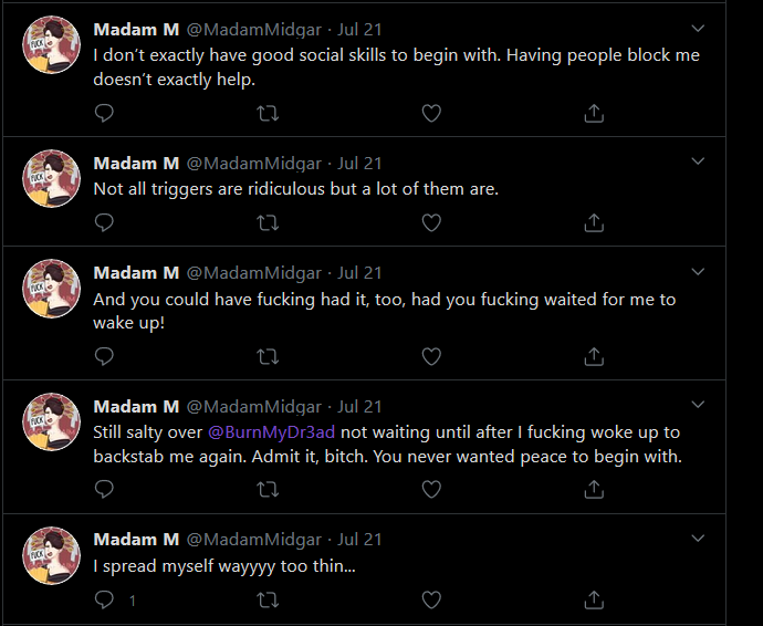 //For gods sake get some PROFESSIONAL HELP and GET OFF THE INTERNET.... IF ITS THAT DAMAGING TO YOUR MENTAL HEALTH YOU NEED TO DISCONNECT AND GET SOME HELP.

THE SHEER LACK OF SELF-AWARENESS IS STAGGERING 😐