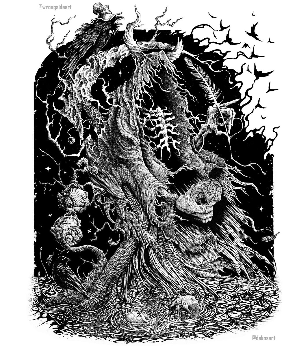 wrongsideart's tweet photo. -The Grim Inker-
I'm SO excited to show you this awesome collab work with the one and only @AlexDakos
#wrongsideart #alexdakos #collab #griminker #grimreaper #crow #ink #skull #drawing #stipplingart #linework #details #blackandwhite #artistsontwitter https://t.co/j3dLNl4dez