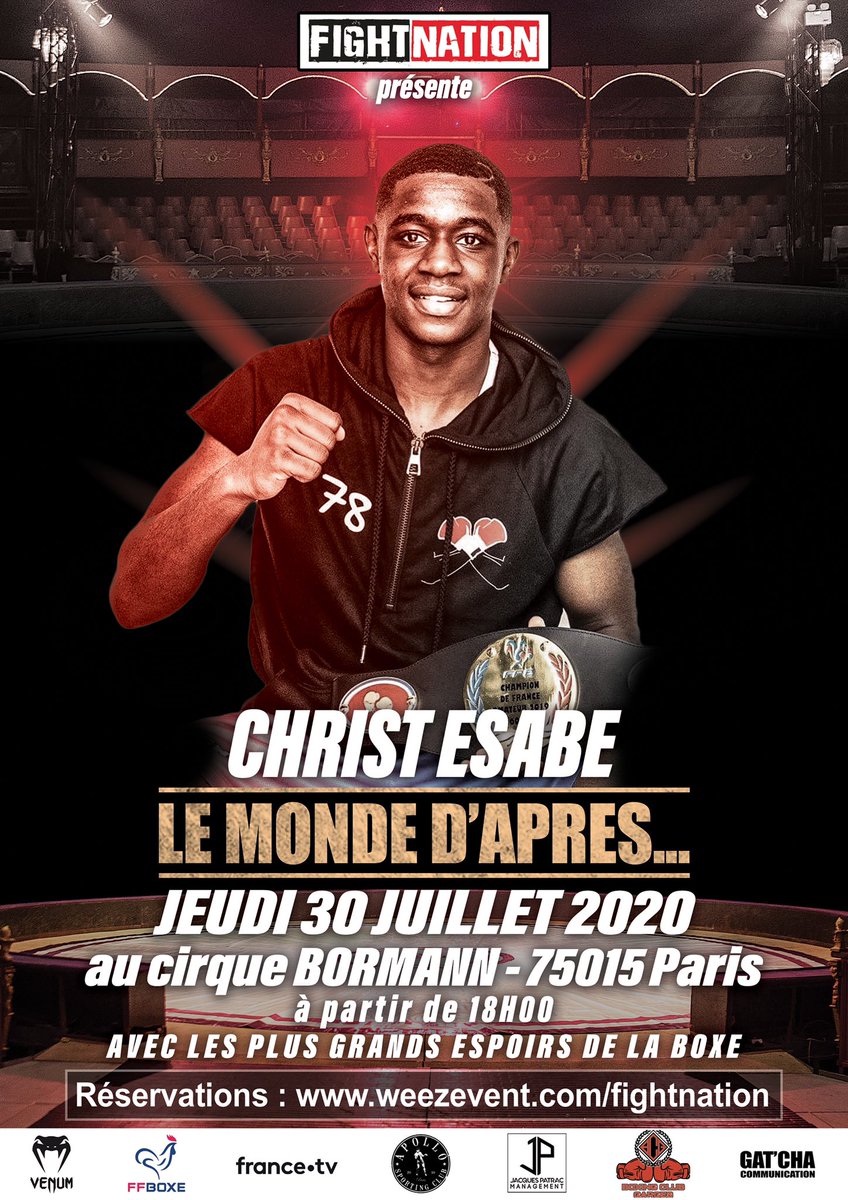Les derniers à pouvoir reprendre une activité ...  les premiers à repartir au combat! 
Avec l’effort de tous, la boxe revient au cœur de l’actualité. 
1er évènement de sport podt-Covid dans une salle avec du public. 
Réservations : weezevent.com/fightnation <a href="/FF_Boxe/">FFBoxe</a> @INSEP_PARIS