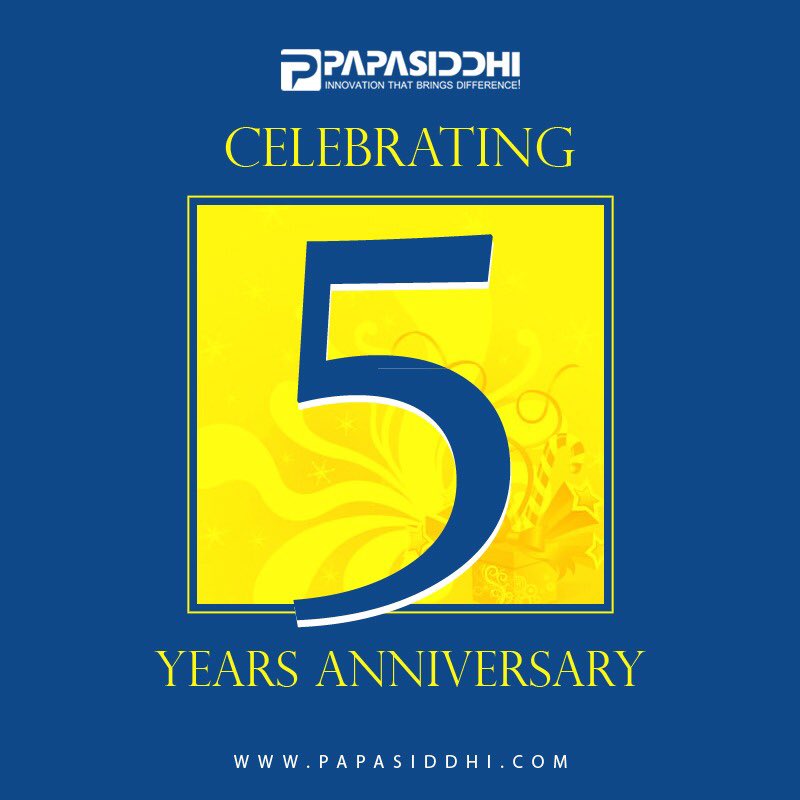 papasiddhi's tweet photo. Completed the #journey of 5 #years PAPASIDDHI.
  
It has been an #incredible journey with so much #learning, #growth, fulfillment and #fun. Sincere #thanks to all our #managers, #team #members and the #countless #people that I have worked with, who have #made this #possible https://t.co/nVUeCuVtZo