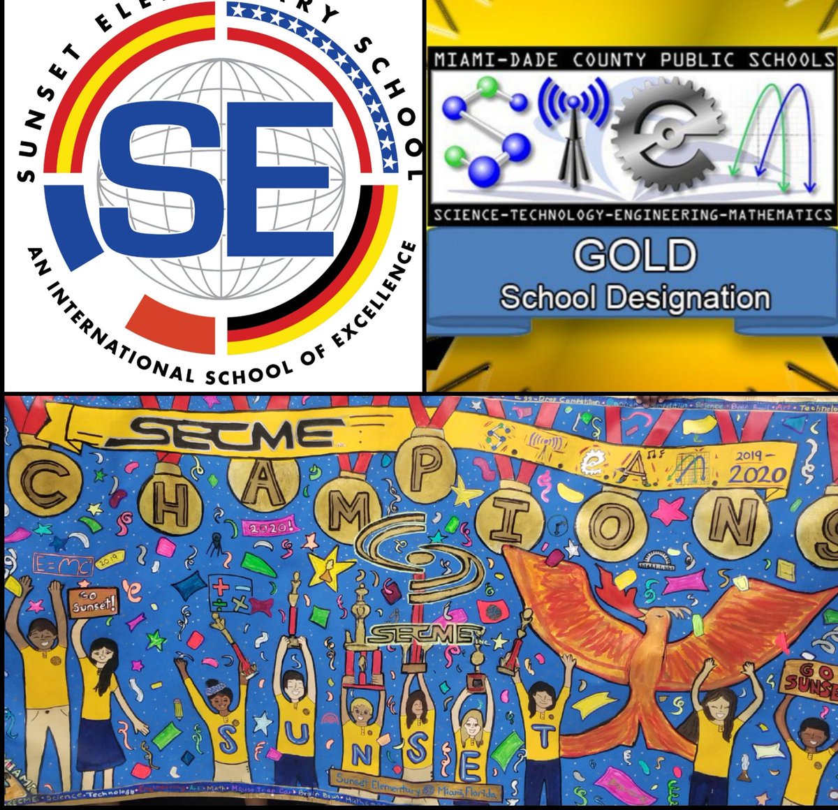 Sunset_Elem's tweet photo. So proud of our #SunsetElementary school community! Congratulations to our students, school #STEM Team, faculty & staff for another "GOLD"-en year of learning...this year more meaningful than ever! Kudos to @STEMDesignation for keeping the energy going! @MDCPSCentral @MDCPS https://t.co/Ec3YvC39Kt