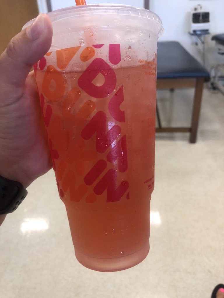 grlem2's tweet photo. The strawberry dragon fruit refresher from @dunkindonuts is arguably the most disgusting thing I have ever wasted $3.06 on AND you can only get a small iced water or no water. Sorry I cheated on u @Starbucks https://t.co/YCR2qvz3PG