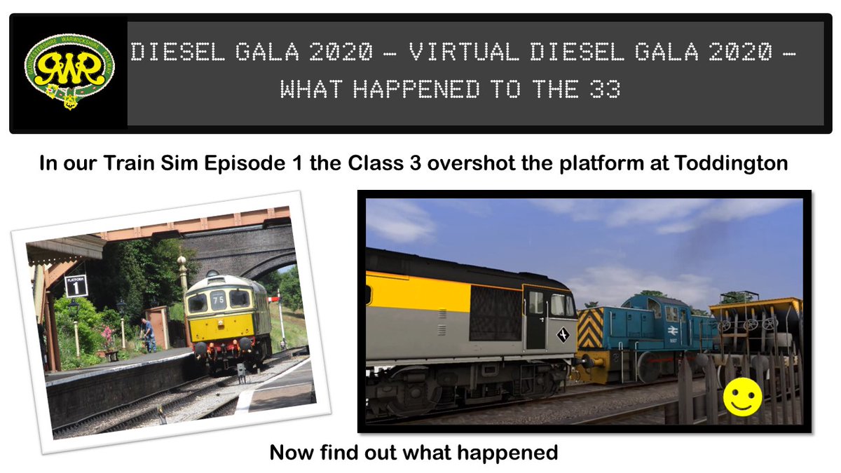GWSR's tweet photo. Episode 2 of the #Virtual #TrainSim Gala reveals the fate of the 33 that overshot the platform at Toddington this morning. You can watch here: https://t.co/Sdm81AiO96

It's #NotRealLife - not #Reportable 😉

#Cotswolds #Heritagerailway #GWRDG2020 https://t.co/pLSDvSNl7w