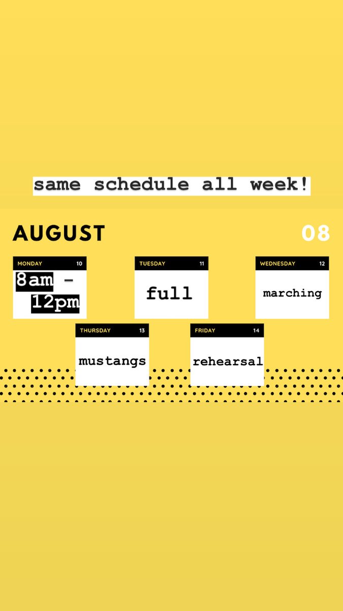 MVHSMarching's tweet photo. Marching Mustangs August Camp Updates: https://t.co/MFqHFDtfoY