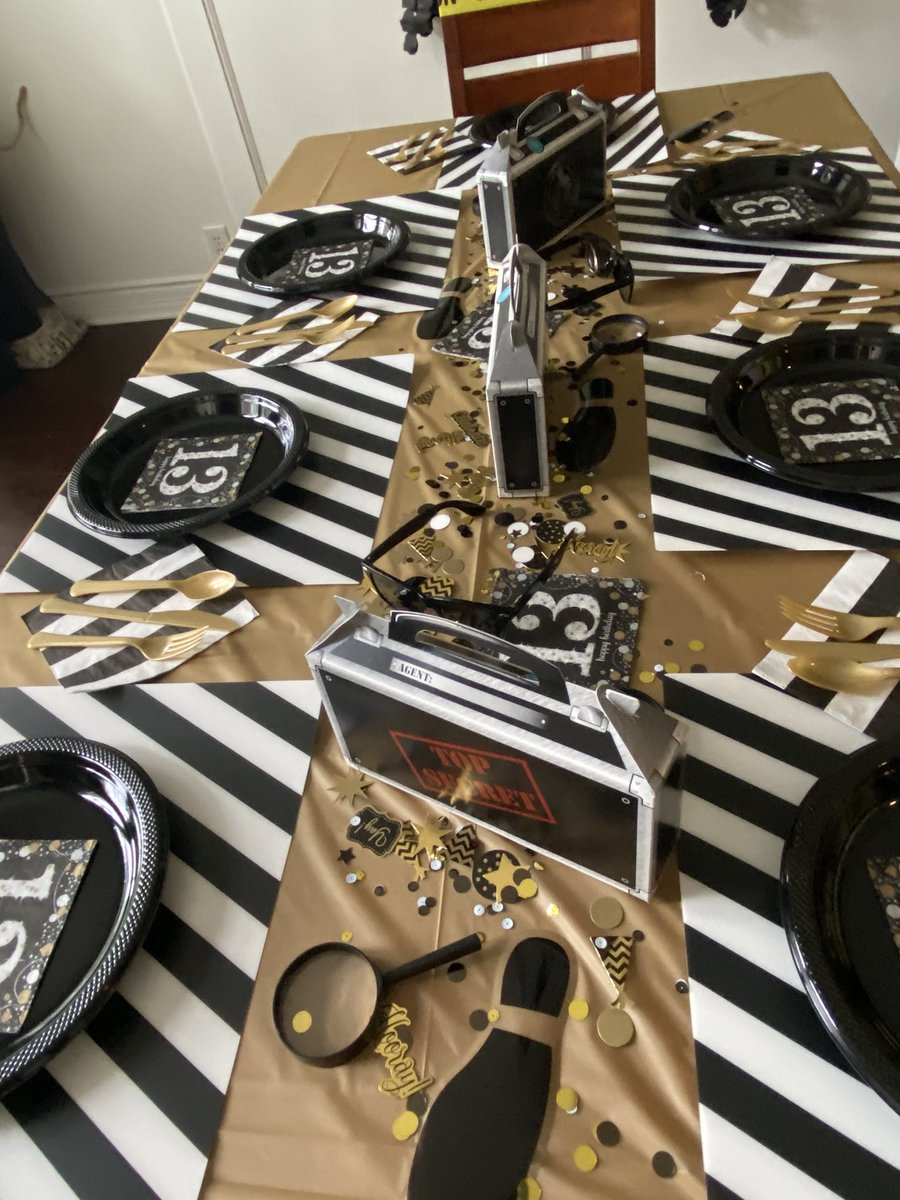 JES_Dickinson's tweet photo. We are ready! Not my favorite theme ever, but turned out better than expected. Really looking forward to this party! #breakout #spytheme #officialteenager #myboy https://t.co/sM5D9qXMdM