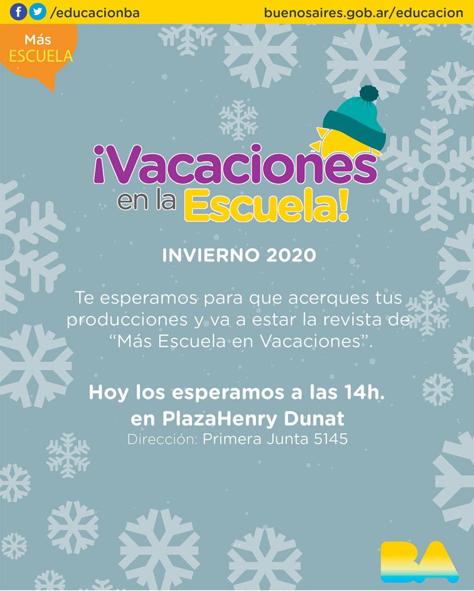 crespi_osvaldo_'s tweet photo. Hoy los esperamos en el marco de Vacaciones en la Escuela - Edición Invierno 2020 #MasEscuela #EscuelaAbierta https://t.co/VkufphjJDq