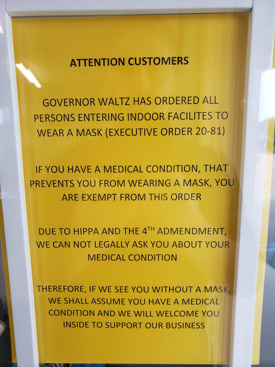 Cook4USHouse's tweet image. Just posted my required sign on the door of my business.