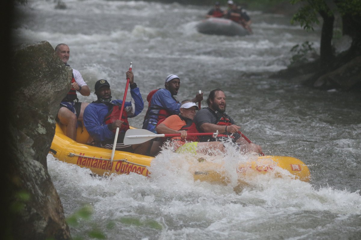 CameronPettus's tweet photo. Our Football Staff on our whitewater trip! #nantahala #GoEagles 😆💯😃 https://t.co/IqOrcCLCUU