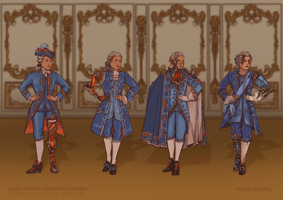 sailororegon's tweet photo. a thread of #cyberrococo detail explorations I’ve been sketching away at between projects #costumedesign https://t.co/S1Gk76GQah