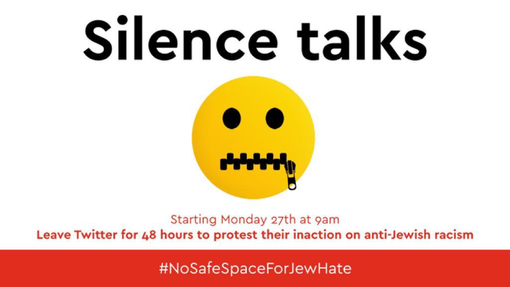 AriehMiller's tweet image. .@twitter and @TwitterSupport failed to act when Wiley went on a tirade of antisemitism on their Platform.

THEY. STAYED. SILENT.

Join Jews and allies. Stay silent for 48hrs on twitter to show that there is #NoSafeSpaceForJewHate