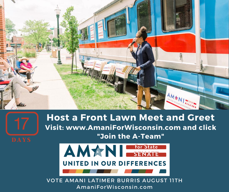 Amani4Wisconsin's tweet photo. #Vote2020 #VoteAugust11th #representationmatters #MeetTheCandidate #AmaniForWisconsin #wisconsinstatesenate https://t.co/EEfu46l0jw