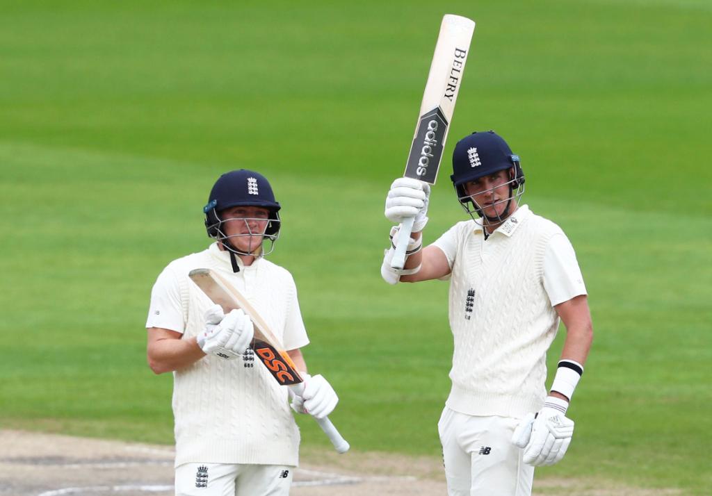 Stuart Broad scored 62 off 45 balls to take his team to 369, when the Windies were on course to bundle England under 300. (Credits: Twitter/ICC)