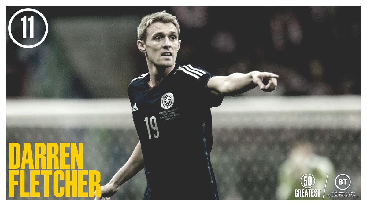 11. DARREN FLETCHER

🏴󠁧󠁢󠁳󠁣󠁴󠁿 80 Caps
⚽️ 5 Goals

▶️ First Cap: 2003
◀️ Last Cap: 2017

#Scotland50 Fact: 
Darren is Scotland's third most capped men's player and captained the side on 34 occasions.

Learn more about the 50 Greatest fan vote here: scotfa.co/Scotland50