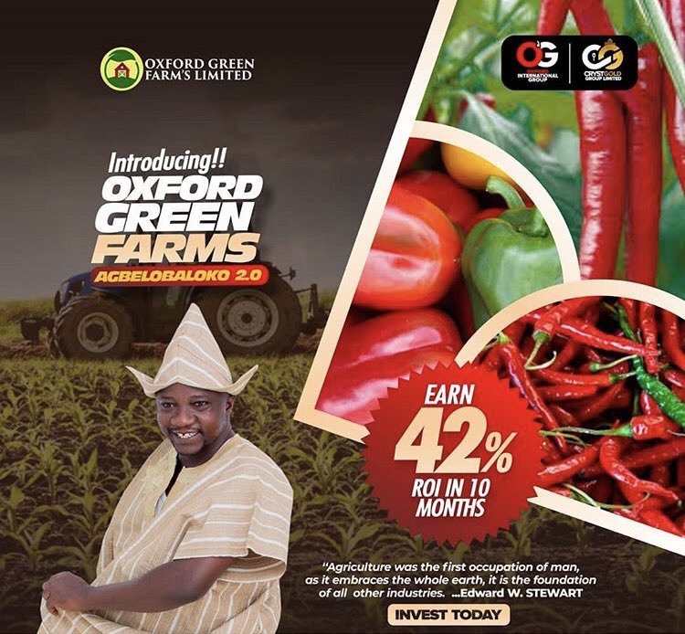 We Bring to you our Agricultural investment scheme 2.0.Earn 42% ROI when you invest in our agricultural scheme.For enquiries just send me a DMThanks.
