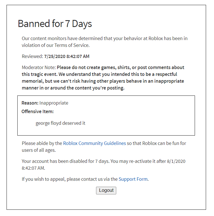 playing roblox for 7 years and got banned because some hacked