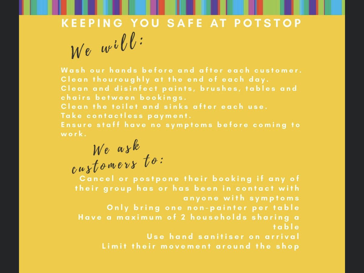 potstop_paint's tweet photo. 🎨Come and paint with us!
🙌🏻Thank you to all our lovely customers who gave us a busy and creative first week back. 
👍🏻 We’re ready for more: Tues-Fri this week, our outside table has been really popular and we’ve had great feedback about how comfortable and safe everyone feels 😊 https://t.co/oFpB3X1IAX