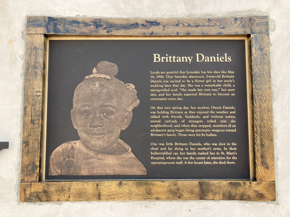 jsshoup13's tweet photo. Honored to be present at the unveiling of the new moment to Brittany Daniels and her family. Brittany was killed in a drive-by shooting in 1996. She had a monument, but this one is new and meant to last forever! #hopeaftertragedy https://t.co/TvAASncPLI