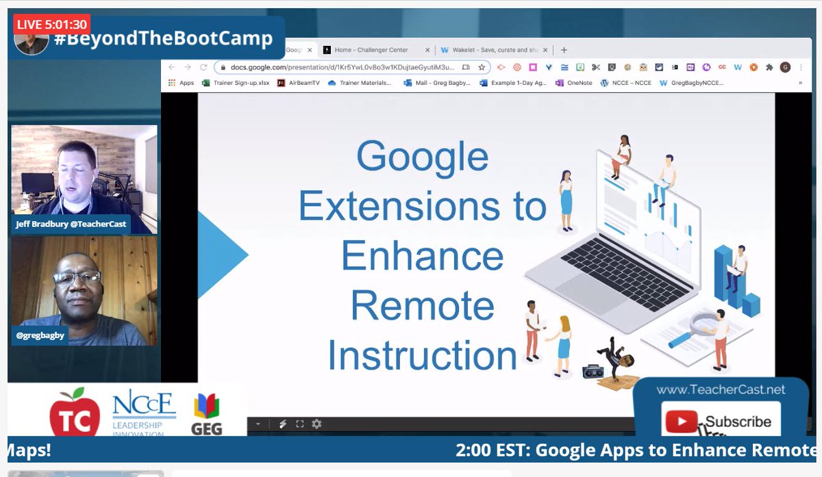 techsavvyteach's tweet photo. Looking forward to hearing from @gregbagby and his take on Extensions to Enhance Remote Instruction!  https://t.co/i1Ruf04Wj9 #BeyondtheBootcamp #IamNCCE https://t.co/P00MCsBHF3