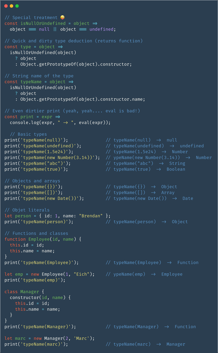 SanjayVyas's tweet photo. Want to quickly find out type and typename of any native/object in JavaScript?

Here is a quick and dirty way

Videos: https://t.co/eQ2t3jDSXk
Blog: https://t.co/1GHLTobMmq
Group: https://t.co/2QFigmz9RY

#digitalconceptvisuals #javascript https://t.co/BaV0dWOmHE