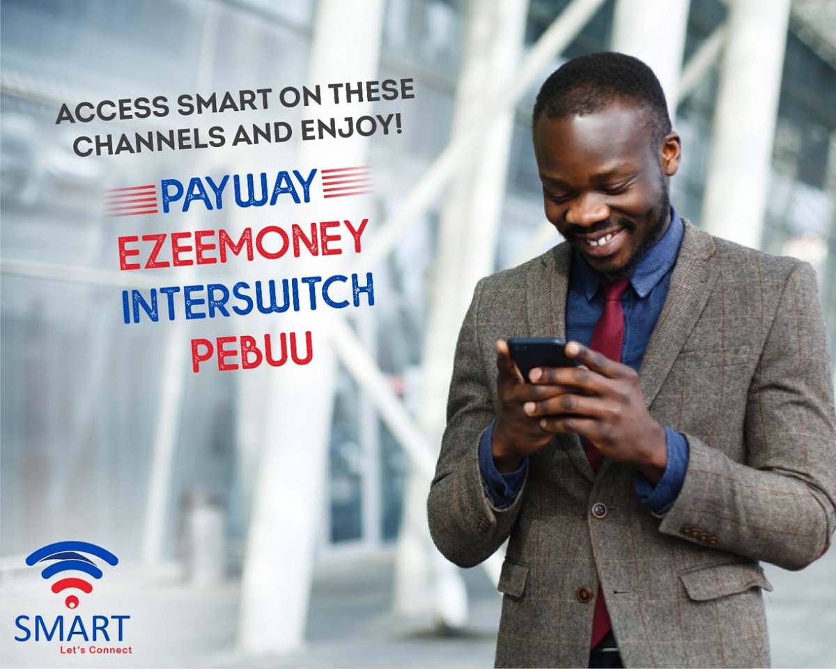 uganda_smart's tweet photo. Now you can enjoy SMART's airtime on any of these channels 👇⠀
▪︎ PAYWAY⠀
▪︎EZEEMONEY⠀
▪︎INTERSWITCH⠀
▪︎ Pebuu
So, head to the nearest channel and get your dose of SMART Airtime! 👊🎊⠀

.⠀
.⠀
.⠀
⠀
#SMART #LetsConnect #Kampala #Uganda #EastAfrica https://t.co/9YigqfNHS7