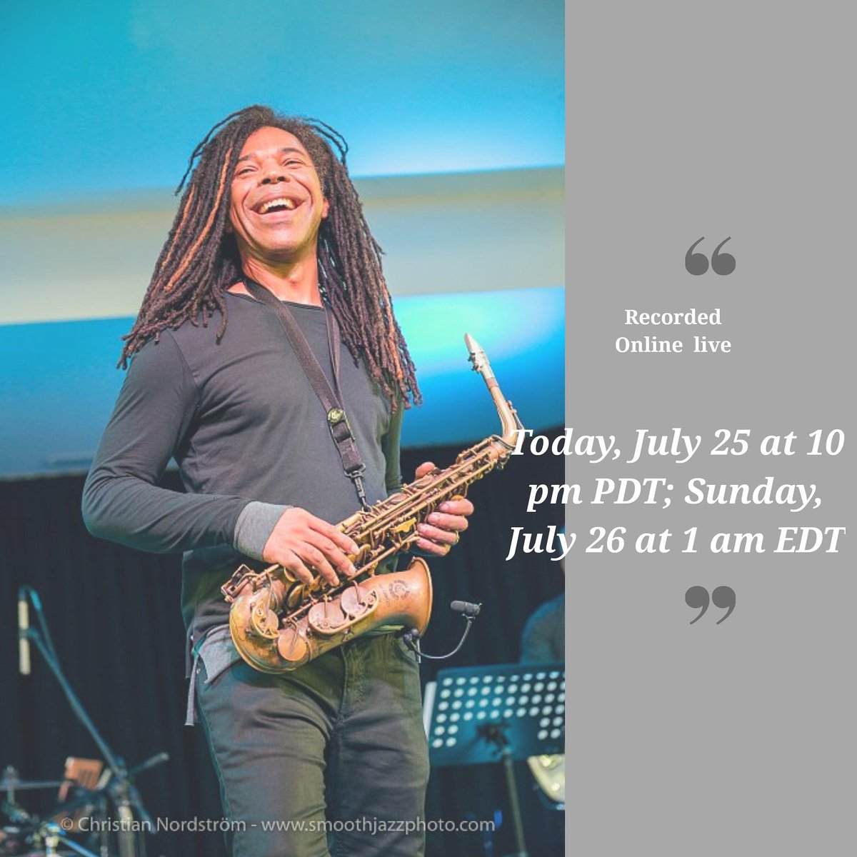 machidahiromi1's tweet image. Today, July 25 at 10 pm PDT; Sunday, July 26 at 1 am EDT
Recorded Live from his studio.
日本時間:7月26日(日)午後14:00
@paul_taylor_sax