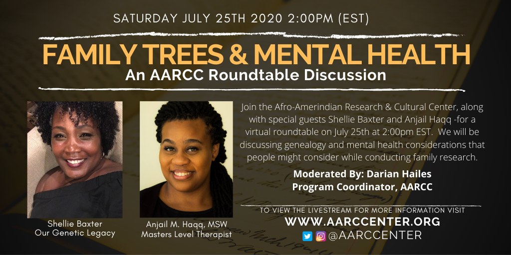 AarcCenter's tweet photo. Our July AARCC Roundtable, "Family Trees & Mental Health" is LIVE now! Join us and feel free to send us questions! https://t.co/f6QlIHx9aw
#AARCCRoundtable #FamilyTrees #Ancestry https://t.co/gHcgOGjaIL