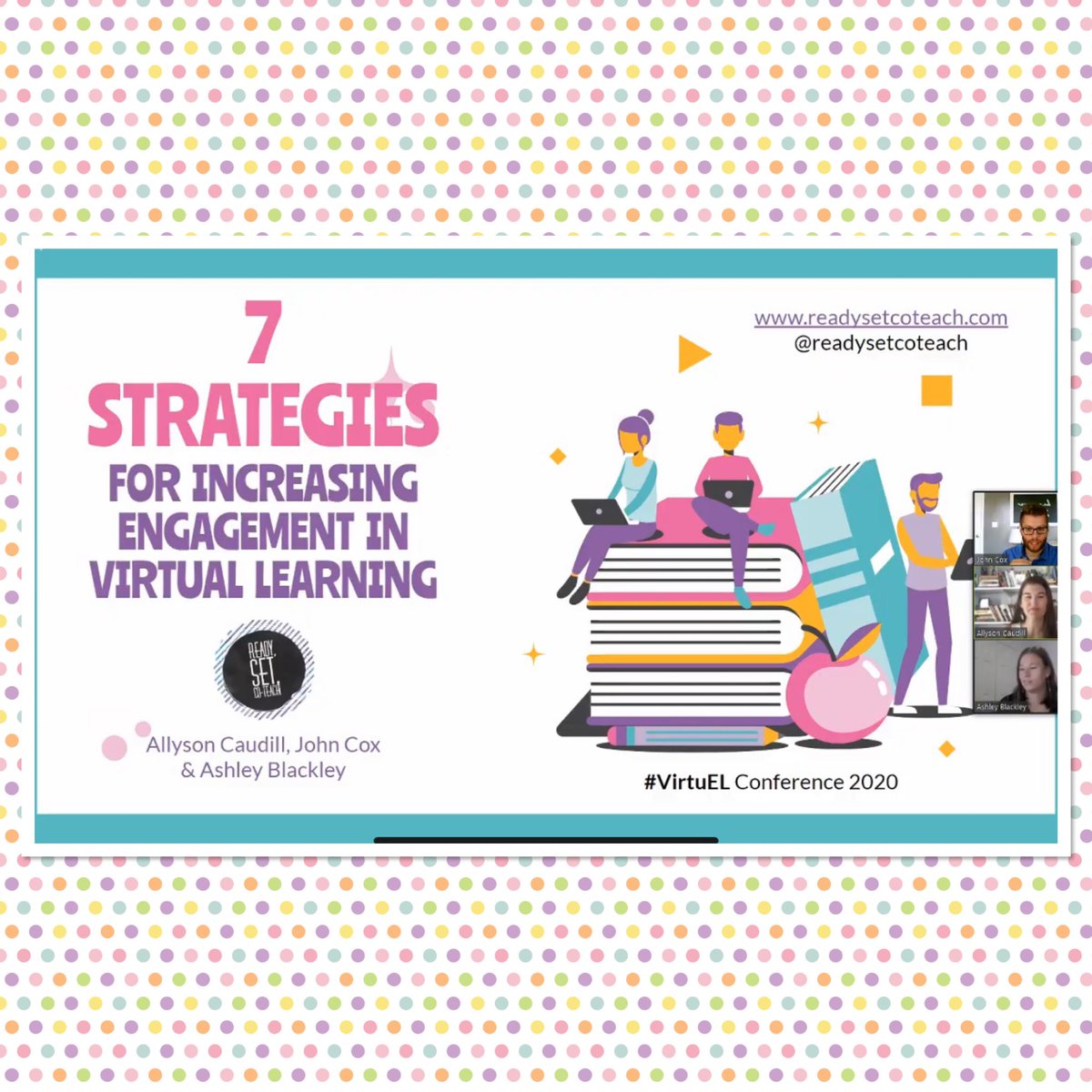 NoelElvir924's tweet photo. Couldn’t wait for session from @readysetcoteach during @VirtuELConf! So many 🔑 takeaways! #KnowYourStudents, give #StudentChoice, #DontAssume Ss understand directions, #InteractionIsKey (tool/app not as important), #ProvideFeedback, Focus on #QualitativeDescriptors & many more! https://t.co/BCfO5MhOoP