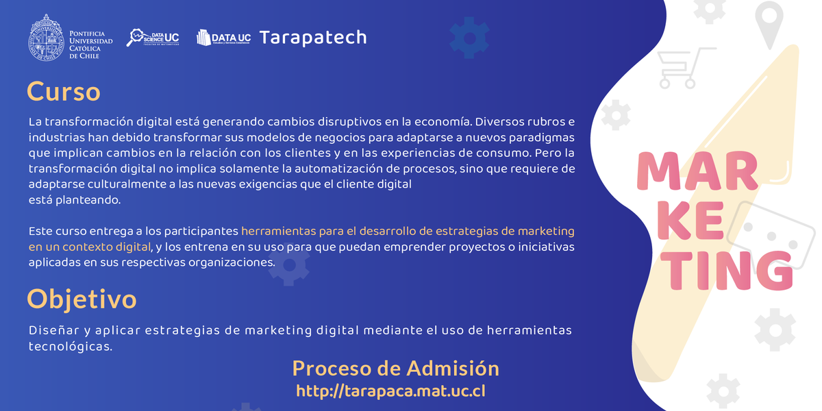 TarapacaUC's tweet photo. 🚨¡Recuerda!
A las 00:01 hrs del lunes 27/07 estarán disponibles en https://t.co/D2C9aqLecK bases y formulario de inscripción📋 para que puedas obtener una de las 100 becas para el curso “Herramientas Tecnológicas para la Transformación Digital, mención en Marketing” #Tarapacá https://t.co/Q5WdhsNVYg