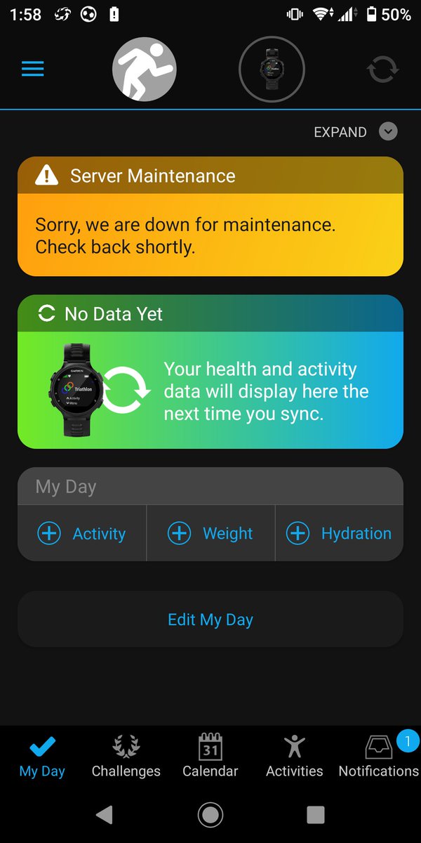devtestprod's tweet photo. @michaelpthomas @Garmin They're just "down for maintenance". https://t.co/rlB7LJyg7G