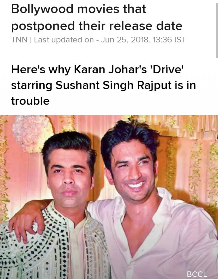 Thread:  @karanjohar signed  @itsSSR for DRIVE to finish his career. He flooded his mailbox with filthy, humiliating, warning mails & threats of throwing Sushant out of the film even after 1st shoot was over. He asked for reshoot dates & added one more song. Check his Mails..