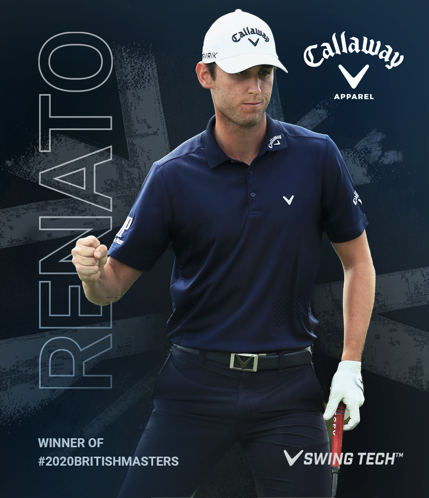 ApparelCallaway's tweet photo. Glorious golf. Victorious Renato. 

Ambassador @RenatoParatore wins the #BetFredBritishMasters. 🏆 🏴󠁧󠁢󠁥󠁮󠁧󠁿

Throughout the week Renato used our #SwingTech innovation in his apparel, providing less restriction for more freedom of movement in every swing. 

 #iwearcallaway https://t.co/SRoatwZTiO