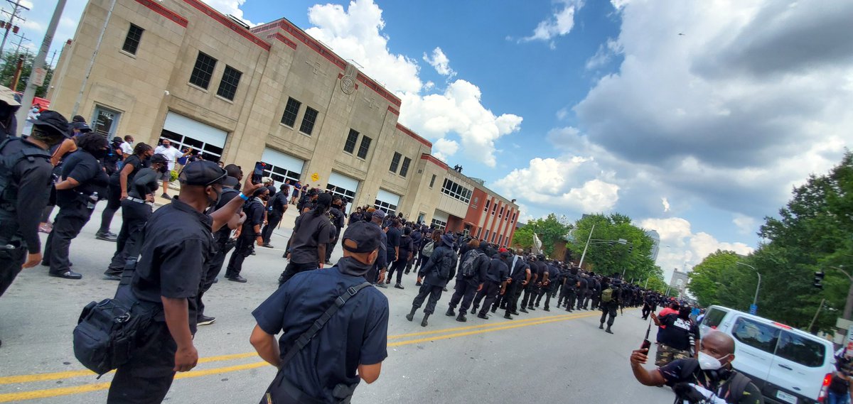 From front to back a half block of  #NFAC has assembled on Jefferson Street.  #BreonnaTaylor  #BlackLivesMatter    #Louisville